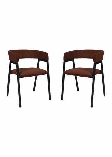 Fauteuils minimalistes velours cotelé 1T Terracotta / Noir