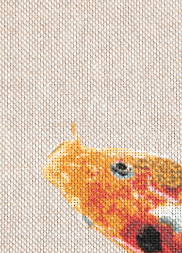 Coupon déco coton/lin, carpes 3x1,4m Imp Carpe