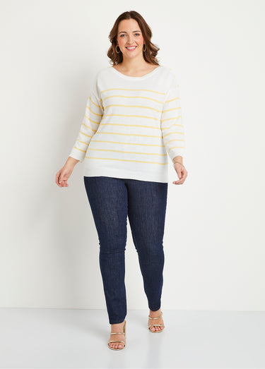 Pull fin rayé Blanc/Vanille