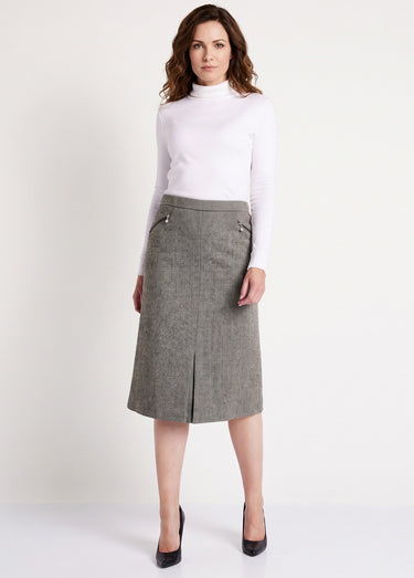 Jupe chevrons ou chiné longueur 65 cm avec laine Chevrons Gris