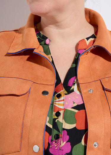 Veste en suédine détails contrastants Orange Vif