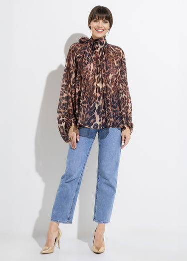 Chemisier léopard et manches bouffantes Leopard
