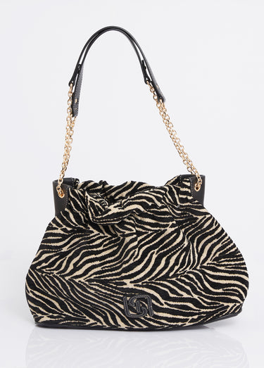 Sac à main bourse, motif velours zèbre Zebre