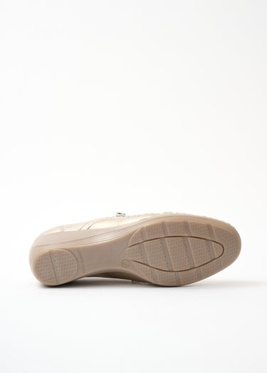 Derbies cuir zippées effet laçage Beige
