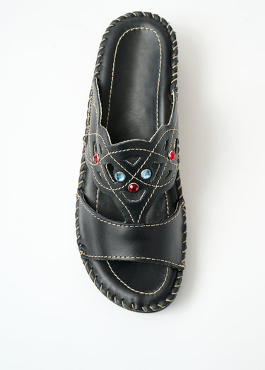 Mules largeur confort cuir Noir