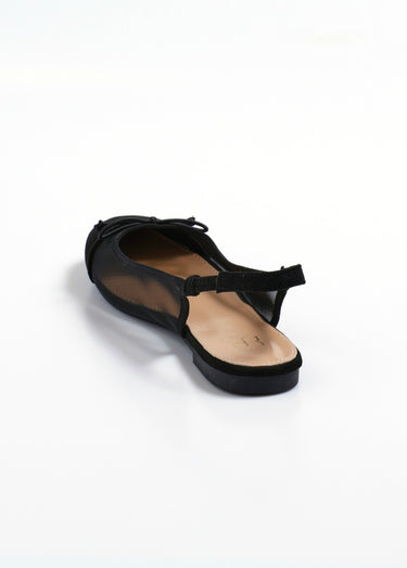 Ballerines plates en résille talon ouvert Noir