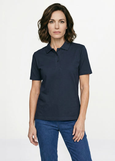 T-shirt maille piquée coton col polo Marine