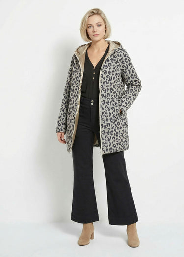 Coupe vent déperlant long motif léopard Champagne / Leopard