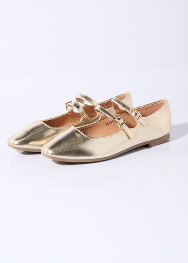 Ballerines plates bout carré, double bride Dore