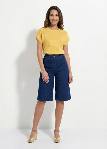 Bermuda taille haute denim stretch Stone