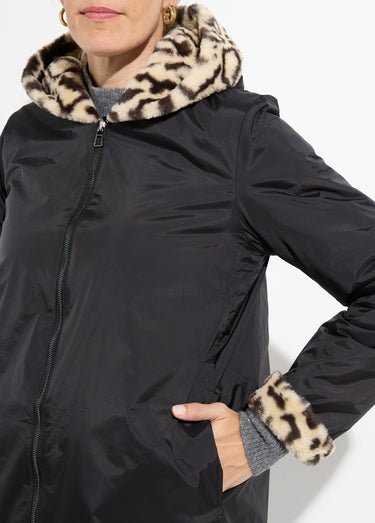 Parka réversible déperlant / léopard Noir/Leopard