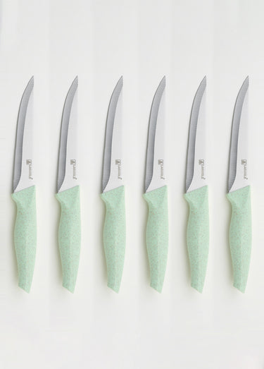 6 couteaux à steak lame acier 23,5cm Wheat Vert