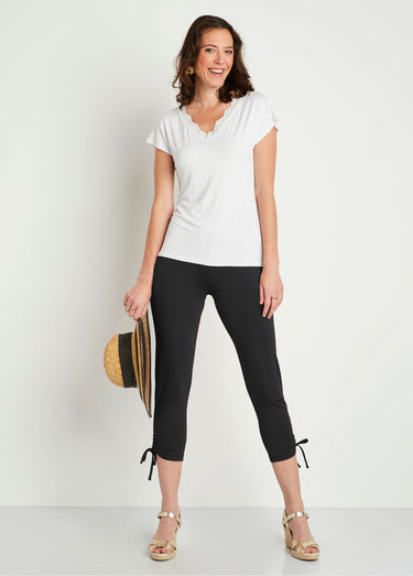Legging court ceinture élastiqué Uni Noir