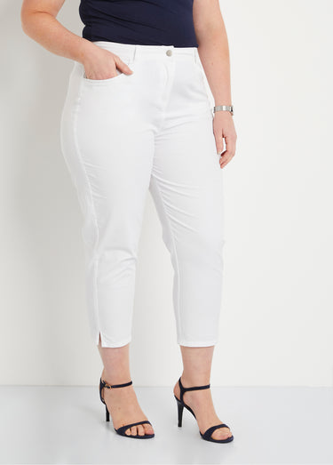 Pantacourt taille élastiquée 5 poches Blanc