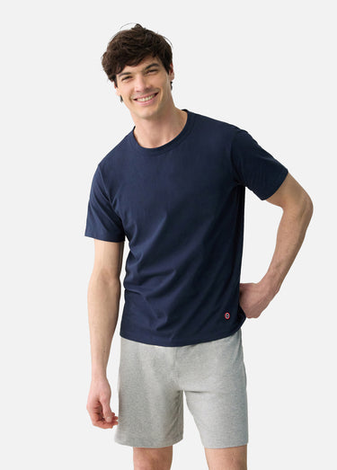 T-shirt coton manches courtes col rond Marine