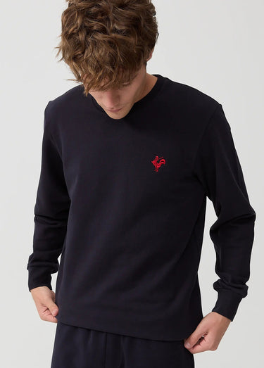 Sweat shirt en molleton avec col rond Bleu Marine