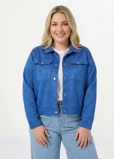 Veste en suédine détails contrastants Bleu Vif