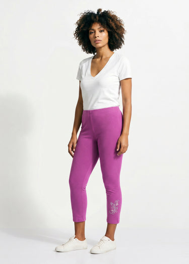 Legging court uni ceinture élastiquée Fuchsia