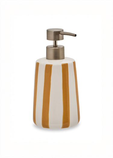 Distributeur de savon en céramique rayée Jaune