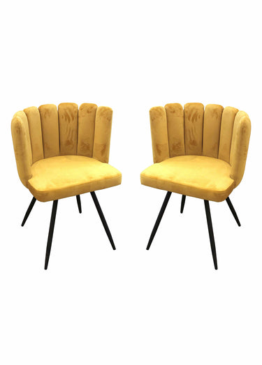 Chaises velours dossier capitonné 1G Moutarde
