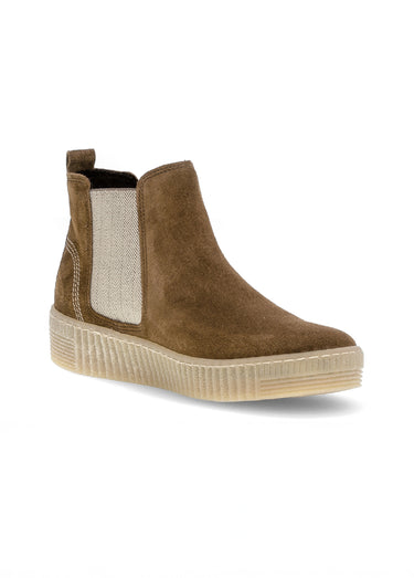 Boots Chelsea fantaisie en cuir daim Cognac