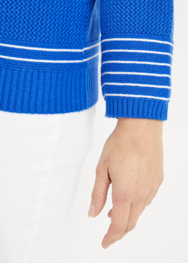 Pull marinière col rond Bleu Dur/Blanc