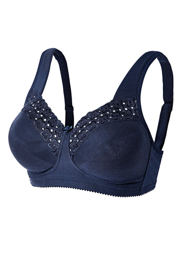 Soutien-gorge sans armatures brodé Marine