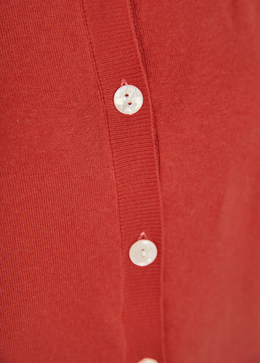 Gilet cardigan doux col rond boutonné Coquelicot