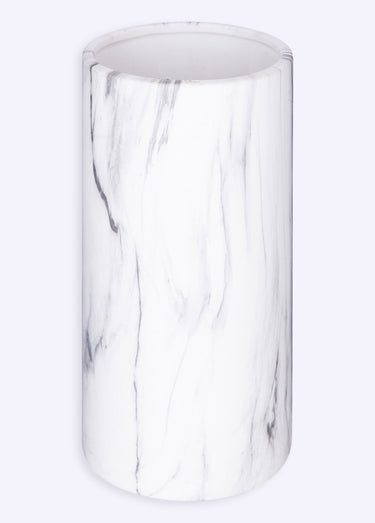 Vase céramique forme tube, aspect marbre Blanc