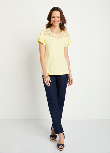 T-shirt manches courtes dentelle Vanille