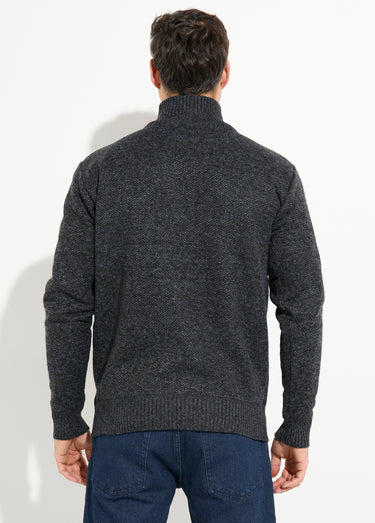 Pull col zippé chaud intérieur polaire Noir
