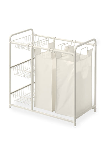Grand panier à linge pour buanderie Blanc