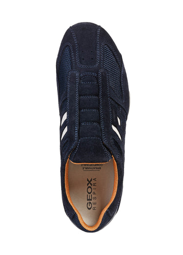Baskets multimatières à lacets sportwear Bleu Marine