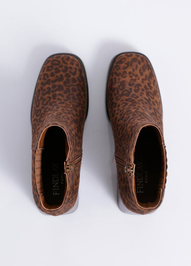Bottines compensées suédine, talon haut Leopard