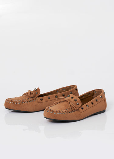 Mocassins dessus suédine clous fantaisie Camel