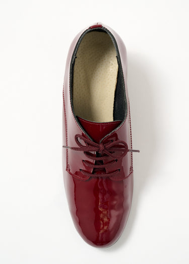 Derbies lacés à talons en cuir verni Vernis Bordeaux