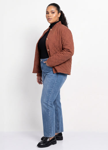 Veste gaze coton matelassée, col plissé Cafe
