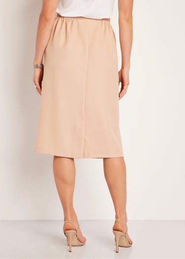 Jupe droite longue gabardine Beige