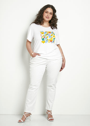 T-shirt manches courtes avec sérigraphie Fond Blanc