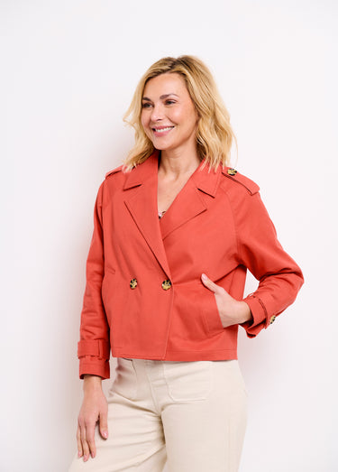 Trench court double boutonnage coton doublé Terracotta