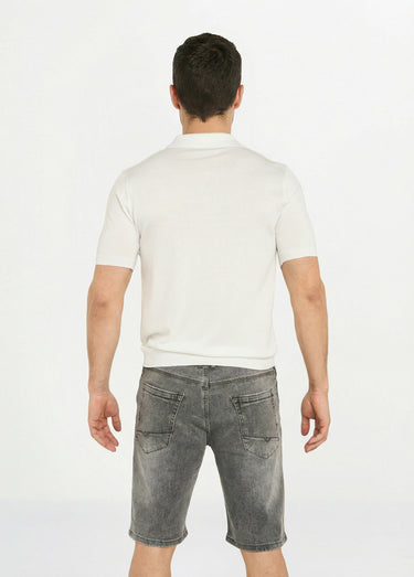 Polo en maille fine, manches courtes Blanc