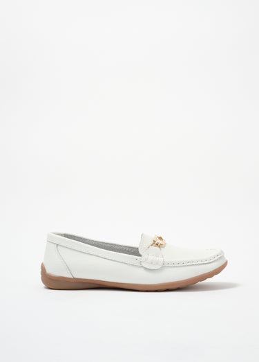 Mocassins détail métal semelle antidérapante Blanc