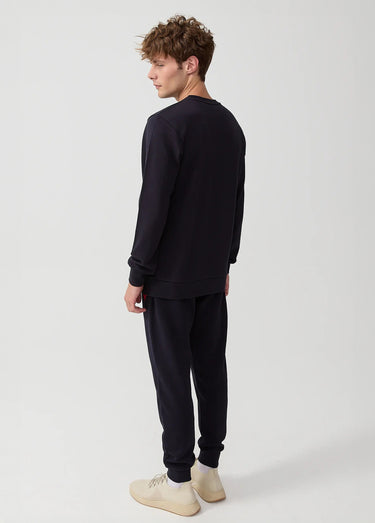 Sweat molletonné col rond manches longues Marine