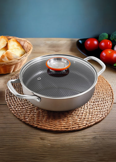 Sautoir 24cm triplex + couvercle Blackcube Gris