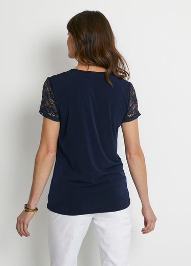 Tee shirt bi-matière manches courtes Marine