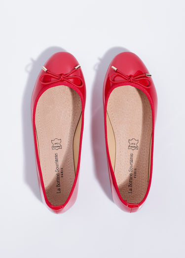 Ballerines plates vernies petit nœud Vernis Rouge