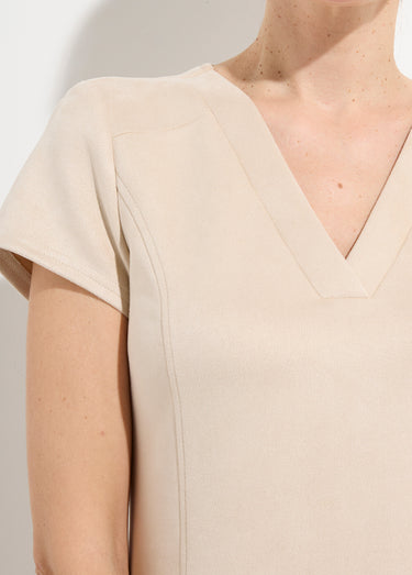 Robe courte tissu suédé velouté Beige