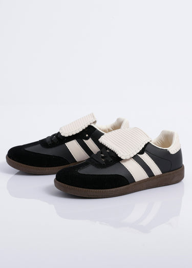 Sneakers avec languette inspiration rétro Noir