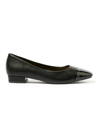Ballerines chic bi matière petit talon Noir