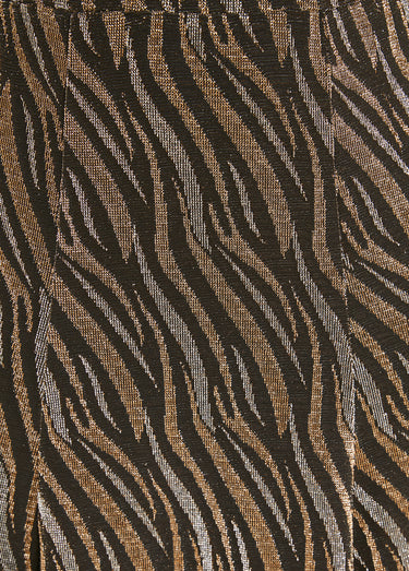 Jupe évasée mi longue maille brilante jacquard Noir/Cuivre